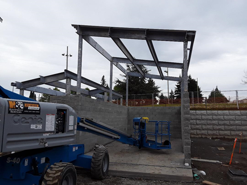 Worksite image featuring metal roofing